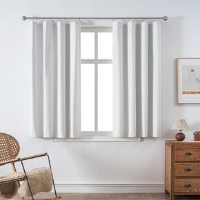 100% Blackout Curtain Liner for Sheer Curtains, Thermal Insulated Light Blocking Window Liners with Rings, Lightweight Drapery Liner for Short Curtains, 2 Panels Set(Each 50W x 59L, White)