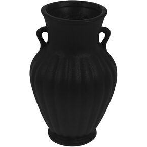 ULTNICE Vintage Ceramic Vase Rustic Bottle Flower Vases Decorative Farmhouse Milk Can French Country Style Porcelain Pitcher Jug for Living Room Office Home Table Decor Black Wavy Vase
