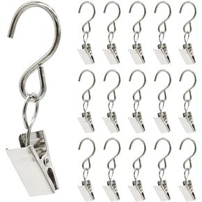 Renashed 50 Pack Curtain Clip String Hanger Outdoor Indoor Photo Hook Stainless Steel Hook Silver (Silver)