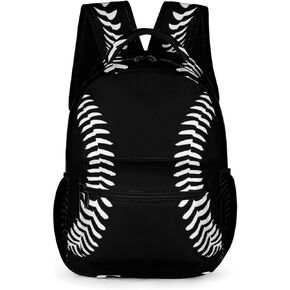 KOYI Baseball Backpack Boys Baseball Sports Softball American School Backpack, Kids Baseball Backpack for Boys Girls, Elementary Middle High School Bookbags Travel Backpack, 16.5Inch, Black White