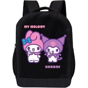 Fast Forward Sanrio Hello Kitty My Melody Kuromi Backpack Shoulder Bag for Girls, Boys, Toddlers - Cute 18" Inch Hello Kitty and Friends My Melody Kuromi Kids Backpack for School (Peace)