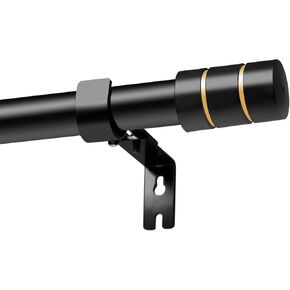 Black Curtain Rods for Windows 28 to 48 or 58 Inch Max,1 Inch Diameter Heavy Duty Adjustable Easy Installation Curtain Rod,Stainless Steel Curtain Rods with Brackets with End Cap Style Design
