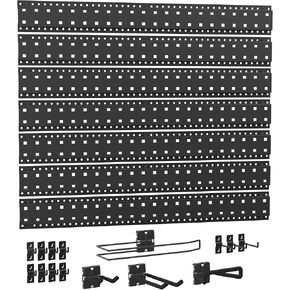 ClosetMaid ProGarage Slatwall Hang Track Kit, 42 in. W with Peg Board Hooks, Hangers, Parts Bins, Paper Towel Holder, Garage Organizer System, Black