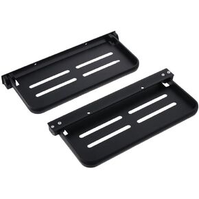 2 Pack Foldable Floating Shelf Wall Mounted Folding Rack Heavy Duty Space Aluminum Towel Holder Black 90° Fold Up Phone Holder Shelf for Bathroom Laundry Room