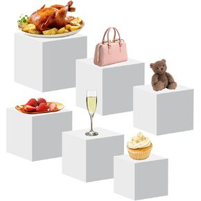 Buffet Risers,6 PCS White Acrylic Risers for Food Display,Food Risers for Buffet Table,Food Display Stands for Buffet Table,Desserts、Jewelry、Collectibles、Crafts、Perfumes、Cosmetics