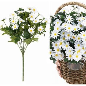 Artificial Daisies Flowers, 14.5 inch White Faux Little Daisy Bouquet, Floral Arrangement for Home Party Wedding Office Store Decor