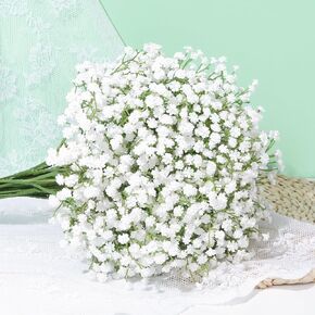 Artflower 20 Pcs Babys Breath Artificial Flowers, Fake Babys Breath Flowers Artificial Bulk, Faux Gypsophila Babies Breath Real Touch Flowers for Wedding Bouquet Floral Arrangement Party Home Decor