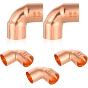 5-Pack Copper Fittings, 1-Inch Short Radius 90-Degree Copper Elbow, C x C with Sweat Solder Connection