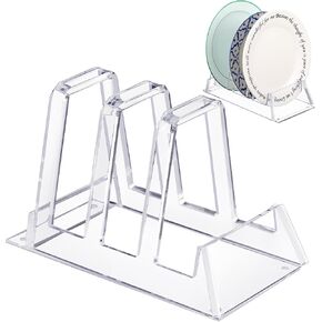 3 Tire Clear Acrylic Plate Holder Plate Stands for Display Dinnerware Display Stand Plastic Plate Holder Picture Frame Stand Tiered Plate Stand for Plate Pictures Photos Dish Table Display