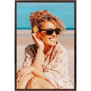 QTART 12x18 OAK Wood Picture Frame for Wall, Brown 18x12 Wooden Poster Frame, 12 by 18 Wall Gallery Frames Tabletop Display Home Decoration, 1 pack, 12 x 18 inch