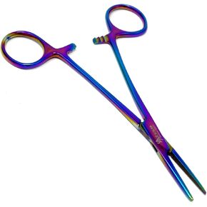 Heavy Duty Hemostats Forceps Pliers Stainless Steel Premium Quality (A2ZSCILAB) (Rainbow Multi Color 6" Straight)