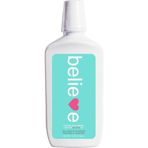 Believe Oral Care, 100% of Profits Donated to Cancer Research, Mouthwash, 1 Bottle, 16 OZ | Whitens, Soothes, Freshens | All Natural, Alcohol Free, Dye Free, GMO Free, Fluoride Free, No Preservatives