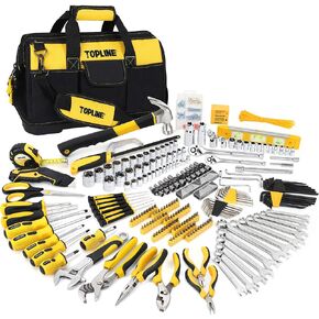TOPLINE 467-Piece Household Home Tool Sets for Mechanics, 16-Inch Tool Bag with Heavy Duty Home Tool Kit Included, Tool Sets for Men, Tool Kits for Home General Maintenance, Basic Applications