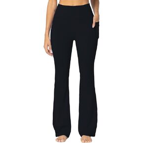 Sunzel Sunzfly Women's Mini Flare Leggings with Pockets High Waisted Tummy Control Yoga Pants Bootcut Workout Gym Casual