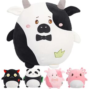ARELUX 18in Soft Pink Cow Anime Plush Pillow Cute Stuffed Animal Plush Toy Kawaii Plushies Room Decor Christmas Decorations Gifts for Women Kids Birthday