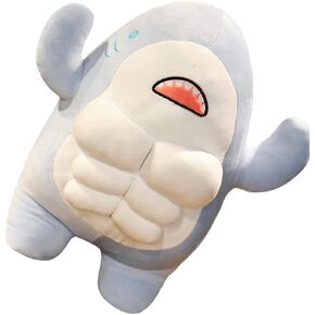 Toddmomy 1PCS Cute 3D Muscle Shark Plush Toy,Soft Stuffed Shark Animal Dolls Kawaii Shark Hugging Pillow for Kids Xmas Birthday,45cm in Saudi Arabia