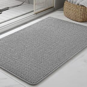 tchidio Soft Chenille Bath Mat-Super Absorbent Bathroom Mat Quick Dry- Rubber Backed Bath Mats for Bathroom Floor Non Slip- Machine Washable Bathroom Rugs Front of Bathtub,Shower Room,Sink-1728-GREY