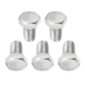 M12x20mm(DxL) Full Thread Hex Bolts - 5Pack - Good for Furniture - 304 Stainless Steel Hexagon Head Cap Bolts Screws - Silver Tone