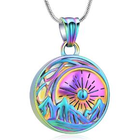 Urn Necklace for Ashes Celtic Knot Cremation Jewelry for Ashes Mountain Necklace for Women Valley Sunset Keepsake Memorial Pendant Moon Mountain Range Necklaces in Saudi Arabia