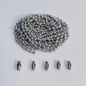10 Feet 4.5mm Ball Bead Chain with 5 Connectors for Blinds & Shades, Fix or Replace for Broken Window Blind Vertical (#10, 304 Stainless Steel)