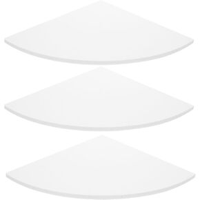 3Pcs Triangle Fan Shaped Rack: Floating Hanging Corner Shelves - Quarter Round Storage Shelves Wooden Display Wall White