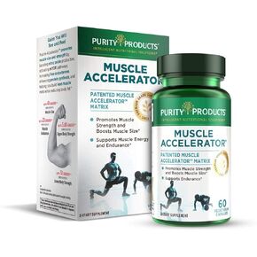 Purity Products Muscle Accelerator 650 mg Patented & Clinically Tested Muscle Accelerator Blend of Ayurvedic Herbal Extracts Promotes Strength, Endurance + Muscle Growth - 60 Veg Caps