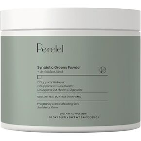 Perelel Daily Greens Powder - Synbiotic Powdered Greens + Antioxidants to Support Immune + Digestive Health - Gluten + Soy-Free Greens Superfood Powder - Pregnancy + Breastfeeding Safe (5.6 Ounce)