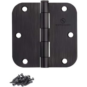 Door Hinge 3 1/2 Inch Interior Door Hinges Oil Rubbed Bronze Black 3.5 Inch Interior Hinges 5/8"Radius Flat Iron Hinge 3 ½"x 3 ½" Door Hardware - 3 Pieces