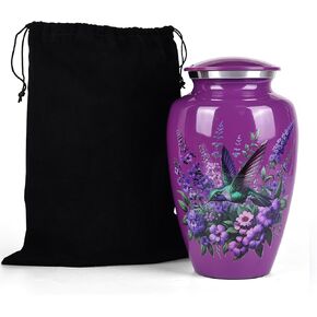 suruim Purple Hummingbird Urns for Human Ashes Adult Female, Burial Urns, Decorative Urns, Funeral Urns, Cremation Urns for Women and Men (Large)