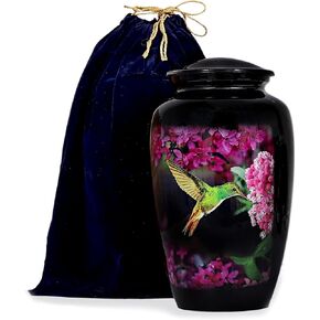Hummingbird Urn– Cremation Large Urn for Human Ashes - Adult Funeral Urn Handcrafted - Affordable Urn for Ashes (Adult (200 lbs) – 10.5 x 6 “,Hummingbird Urn)