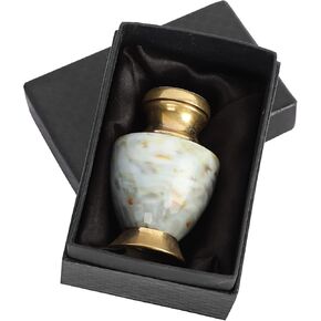 3 inch Solid Brass Urn Solid Mini Brass Pet Urn for Ashes Cremation Urn for Pet Ashes - Memorial Ashes Urn Handcrafted Decorative Urns for Ashes (Peaceful)