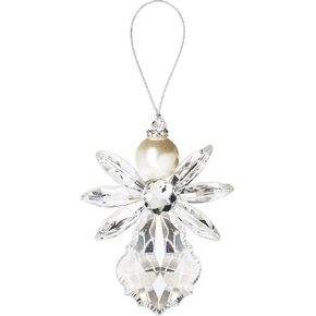 Angel Ornament Crystal Acrylic and Pearl 4.5" Tall Sun Catcher, Fan Pulll