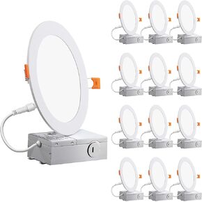 Recessed Lighting 6 Inch, Canless LED Recessed Light Fixtures with Junction Box, 12W (100W Eqv), 950LM, 5000K Daylight, Dimmable LED Downlight and Ceiling Lights LED, ETL Listed, 12-Pack in Saudi Arabia