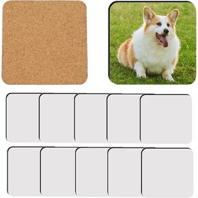 Sublimation Coasters Blanks Cork Back MDF Sublimation Blanks Bulk MDF Subliamtion Product Wood Hardboard Coasters Sublimation Square Coaster Blank 3.86x3.86 inch 18 Pack