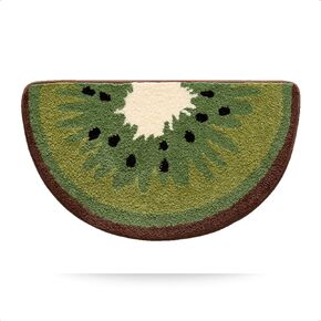 Cute Fruit Bath Mat Cartoon Floor Mats, Non Slip Bathroom Rugs Extra Absorbent Soft Bath Rug, Machine Washable Dryable, Bathtub Carpet Shower Mat Indoor Door Mat (18" x 34", Kiwi Slice)