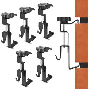 KOLAKO Brick Clips, 6 Pack Brick Hangers No Drill Outdoor Brick Wall Hooks Stainless Steel Heavy Duty Brick Clamp for Hanging 1-3/4'' to 2-3/4'' Brick, Mount on Brick Without Drilling (Black)