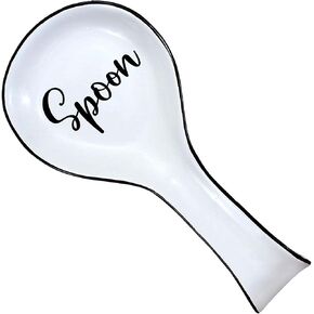 Home Acre Designs Spoon Rest For Kitchen Counter & Stove Top - White Ceramic Spoon Holder for Cooking & Counter Protection - Essential Kitchen Gadgets - White Farmhouse