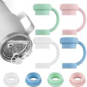 مجموعة سدادة الانسكاب المصنوعة من السيليكون من ERKOON متوافقة مع كوب YETI Straw Cup وملحقات أكواب الأكواب وغطاء سيليكون من القش وحاميات القش، بما في ذلك 4 غطاء علوي من القش و4 سدادات مانعة للتسرب