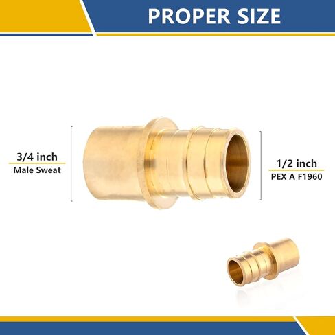 5-Pack GUOFIS PEX A Expansion Brass Fittings,3/4"x1/2" PEX-A Male Sweat Adapter Only for Pex-a Tubing(ASTM F1960) in Saudi Arabia