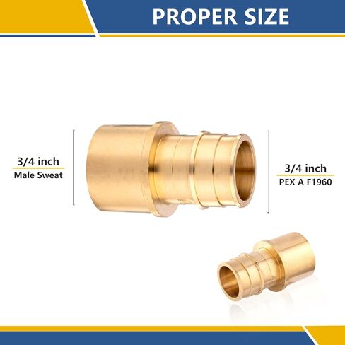 5-Pack GUOFIS PEX A Expansion Brass Fittings,3/4"x1/2" PEX-A Male Sweat Adapter Only for Pex-a Tubing(ASTM F1960) in Kuwait