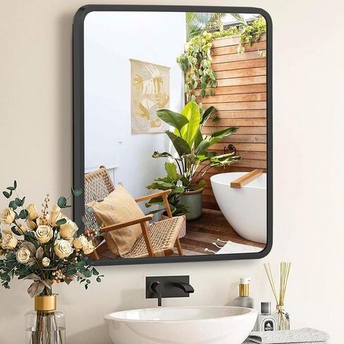 Movo 24 inch X 22 inch Medicine Cabinet with Mirror,Black Medicine Cabinets for Bathroom,Adjustable Glass Shelves, Waterproof and Rust-Resist,Recessed or Surface Mount Medicine Cabinet in Saudi Arabia