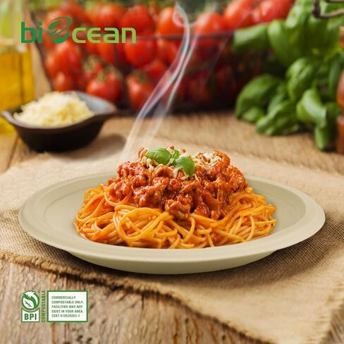 12.5 Inch Compostable Oval Plates [125-Value Pack] - Sustainable and Heavy-Duty Compostable Paper Plates, Natural Sugarcane Bagasse Biodegradable Plates, Natural Brown in Kuwait