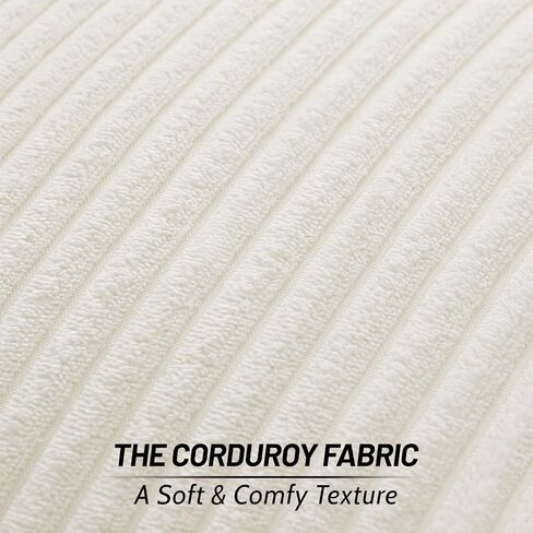 Mecatny Corduroy Throw Pillow Covers 18x18 Set of 2 - Striped Decorative Pillow Covers for Living Room, Bed - Soft Square Couch Pillow Covers for Sofa - Cream White in Kuwait