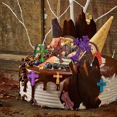 5 قطع من قوالب الشوكولاتة المتقاطعة، قوالب AIFUDA Cross Fondant لتزيين الكيك المعمودية، قالب سيليكون متقاطع لتزيين ملحقات الطين لحفلات المعمودية in Kuwait