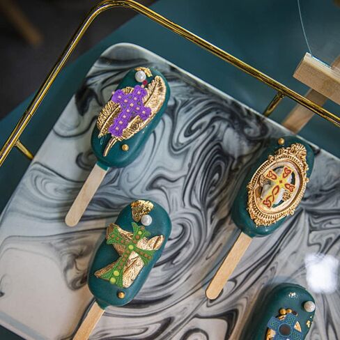 5 قطع من قوالب الشوكولاتة المتقاطعة، قوالب AIFUDA Cross Fondant لتزيين الكيك المعمودية، قالب سيليكون متقاطع لتزيين ملحقات الطين لحفلات المعمودية in Kuwait