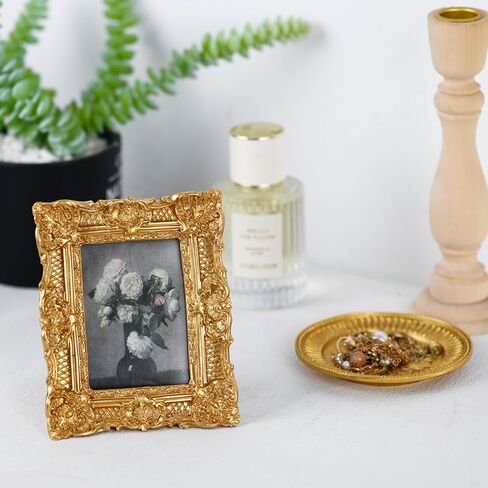 2.5x3.5 inches Ornate Hand-Crafted Resin Picture Frame with Easel, for Tabletop & Wall Display，Vintage Photo Frame -GOLD in Saudi Arabia