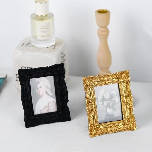 2.5x3.5 inches Ornate Hand-Crafted Resin Picture Frame with Easel, for Tabletop & Wall Display，Vintage Photo Frame -GOLD in Saudi Arabia