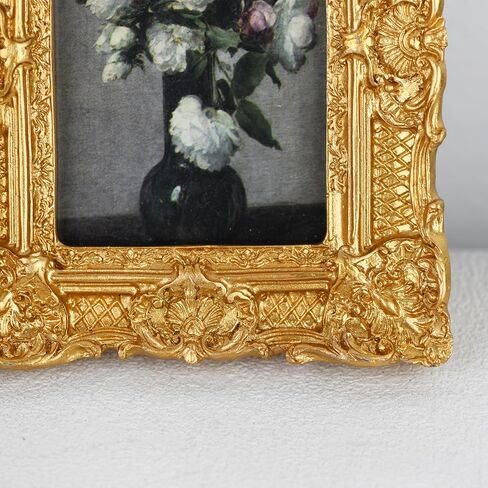 2.5x3.5 inches Ornate Hand-Crafted Resin Picture Frame with Easel, for Tabletop & Wall Display，Vintage Photo Frame -GOLD in Saudi Arabia