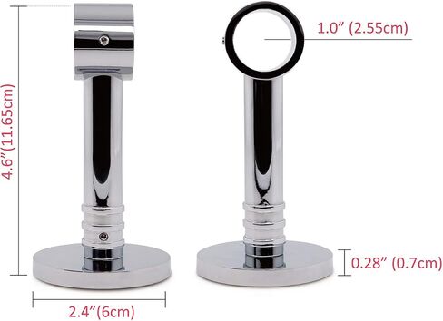 Extensional 1.1 inch Round Rod Bracket with Concrete Wall mounting base plate (Chrome/Round Base) in Kuwait