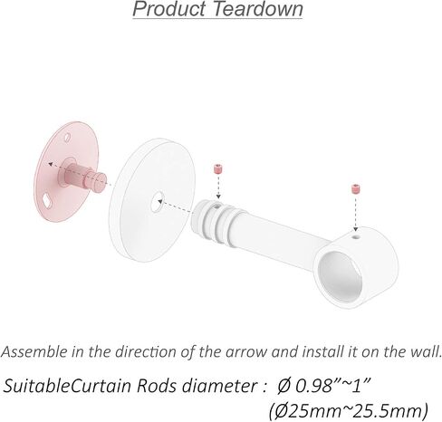 Extensional 1.1 inch Round Rod Bracket with Concrete Wall mounting base plate (Chrome/Round Base) in Kuwait